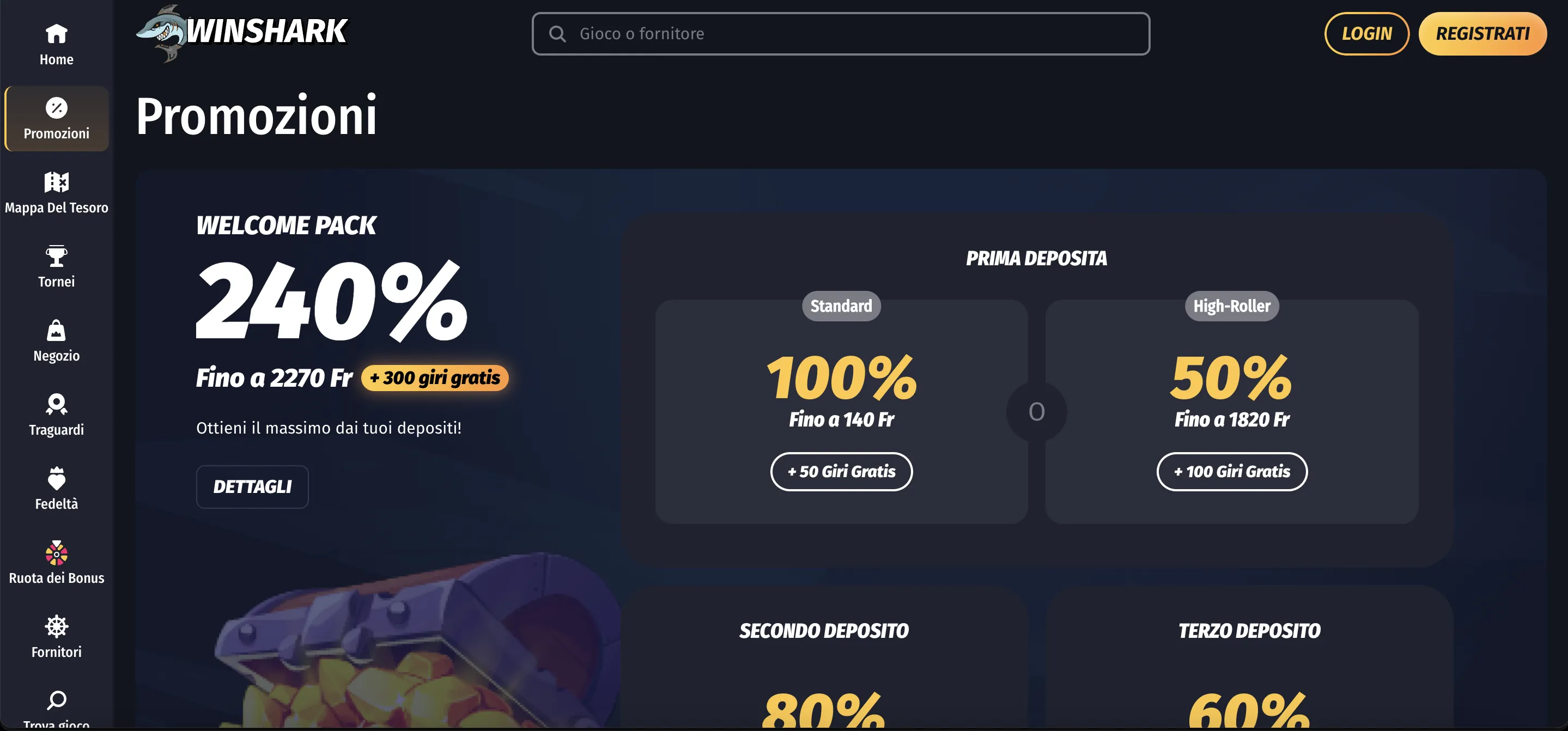 Winshark Casino Italia Bonus